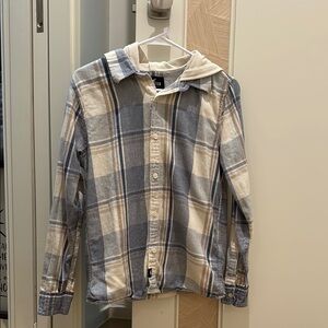 Hollister Blue and Cream Checkered Shirt